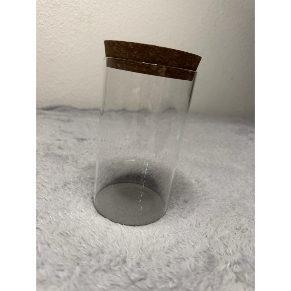 Glass Clear Storage Jar Air Tight Cork Top Cylinder 5.5 x 3 inch
